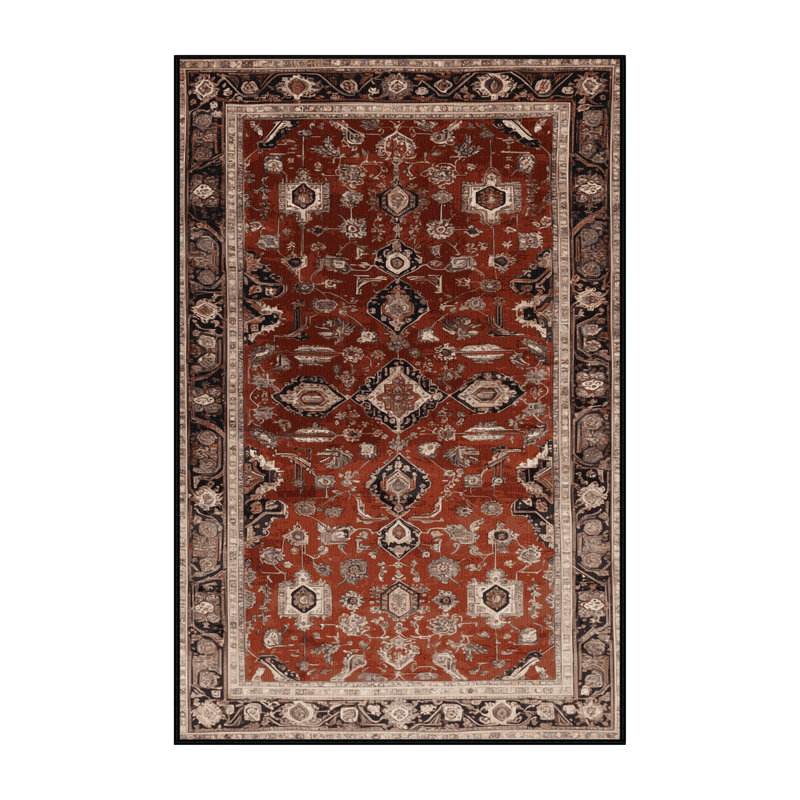 Tapis brun lavable à la machine, Rectangulaire 7 pi x 10 pi