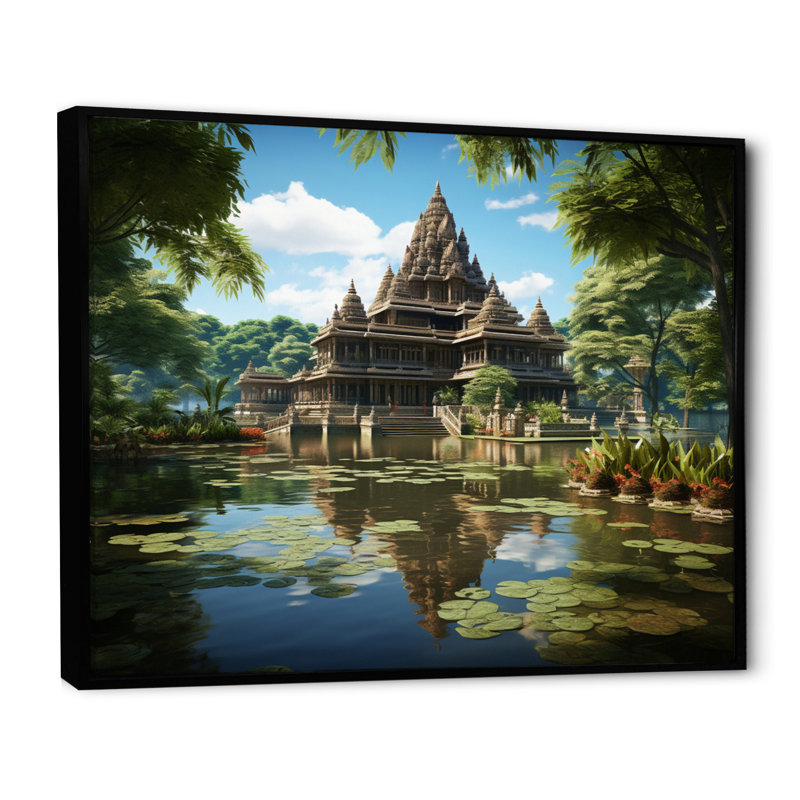 Indian Art Temple Serenity I, Cadre flottant noir, H 34 po x l 44 po x P 1,5 po