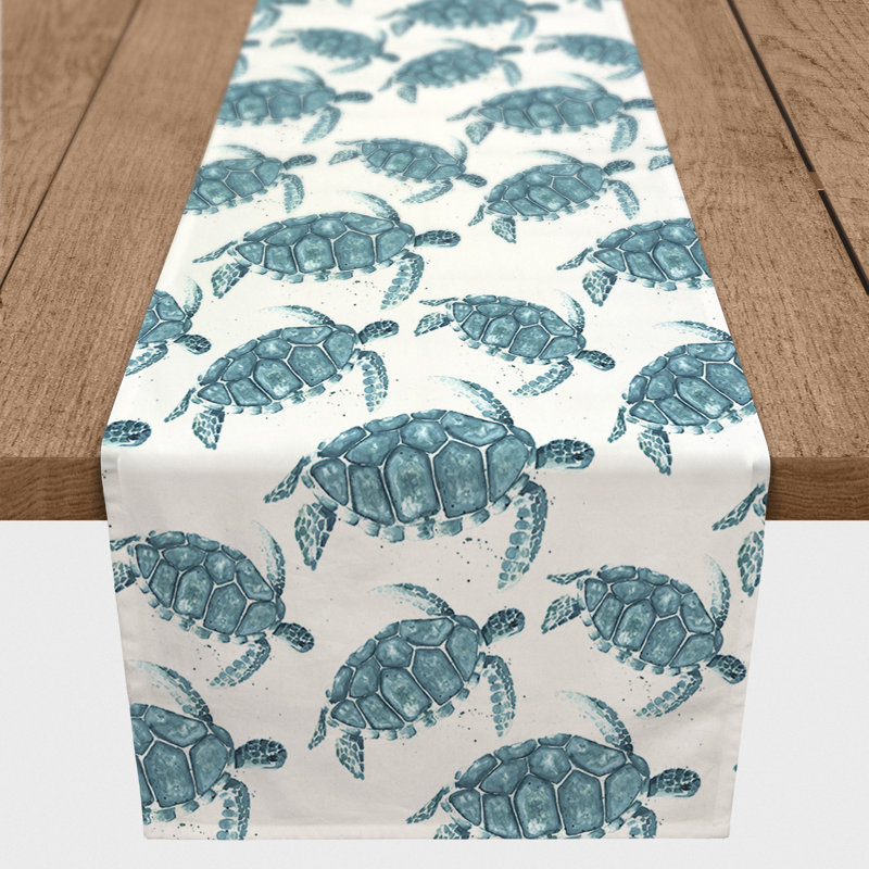 Brendia Rectangle Polyester Table Runner, 16" D x 72" L, Blue
