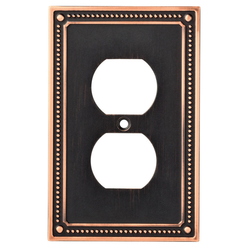Classic Beaded 1-Gang Duplex Outlet Wall Plate, Bronze/Copper