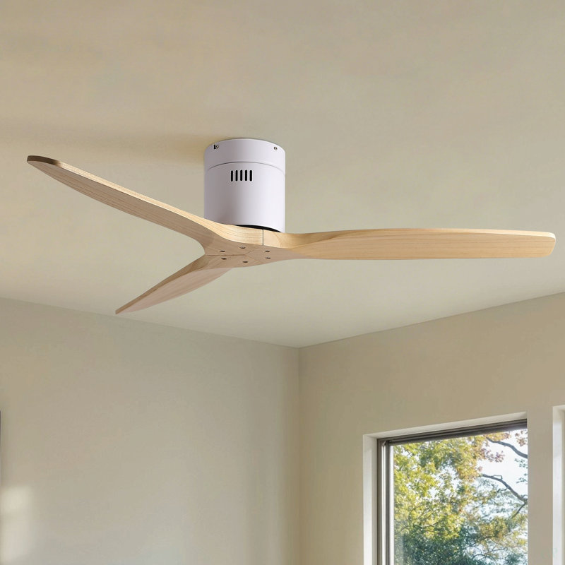 Ventilateur de plafond encastré à profil bas en nickel massif brossé de 52 pouces de style naturel Mordern Elegance