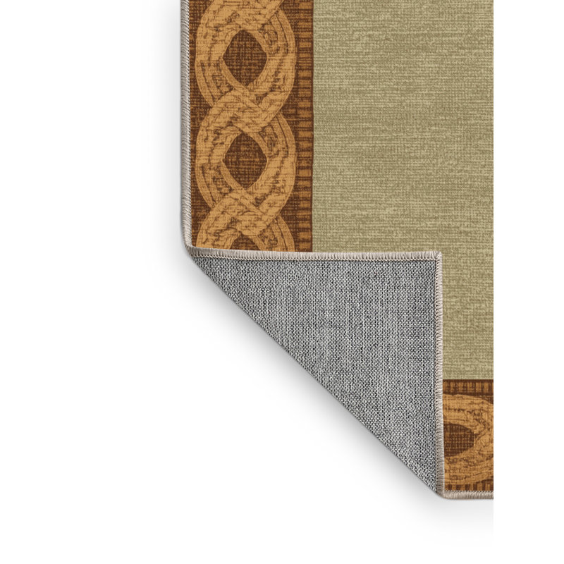 Machine Washable Adamek St Patties Modern & Contemporary Abstract Rug in Brown – Beige Binding, 3x5