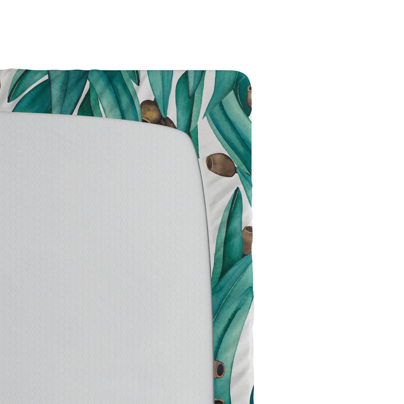 Drap-housse à motif floral Ambesonne, Bleu sarcelle, brun, blanc / floral, Drap-housse grand