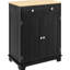 Buffet noir patiné avec portes - comptoir en bois massif, 2 tiroirs, tablette réglable pour le rangement de la cuisine, portes modernes, en couleur