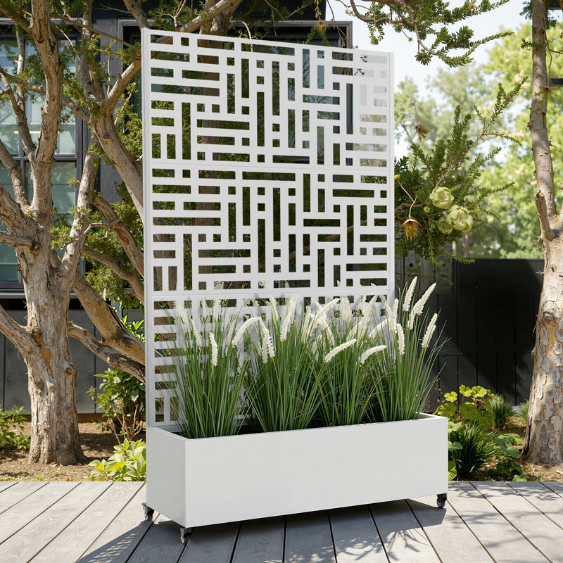 Raised Garden Bed with Trellis on Wheels – Versatile Metal Planter Box with Trellis, Multi-Style Planter Boxes with Trellis Privacy Screen for Patio and Garden