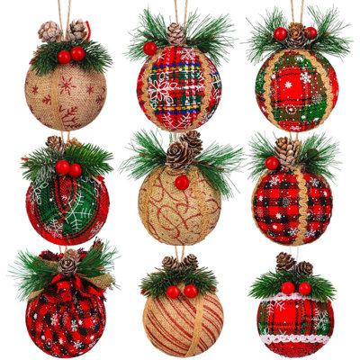 9 pièces boules de Noël boules de Noël suspendues boules rustiques ornements de sapin de Noël incassables pour décorations de Noël