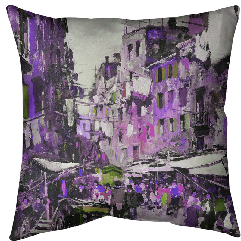 Coussin Market in Naples, Bourre en polyester, 16 po x 1 po, Mauve