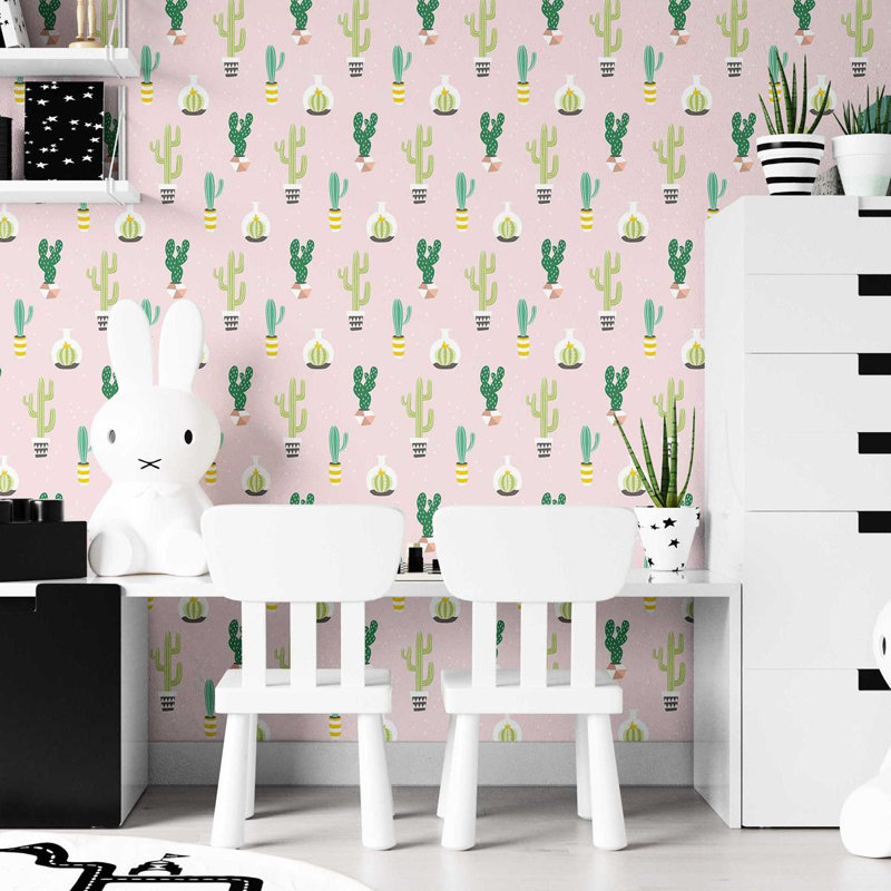 Rouleau de papier peint adhésif 8,5 pi L x 24 po Alzira Cactus