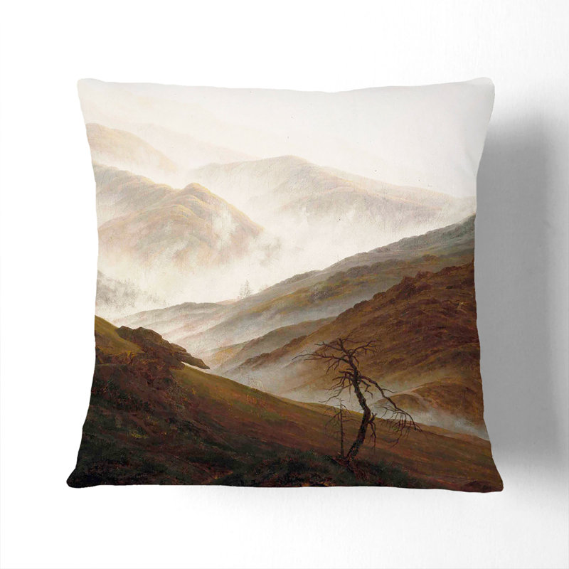 Mountain Landscape With Mist Square Throw Cushion, Black, 55cm H x 55cm W x 20cm D