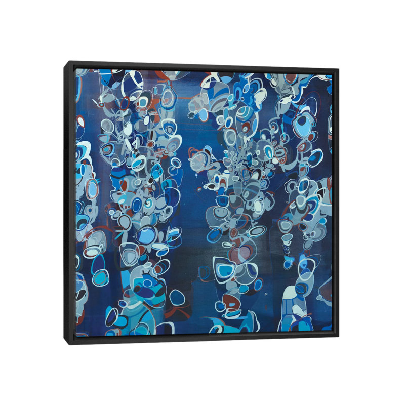 Océanique, impression sur toile, H 37 po x l 37 po x P 1,5 po, Toile encadrée noire, Pas de tapis