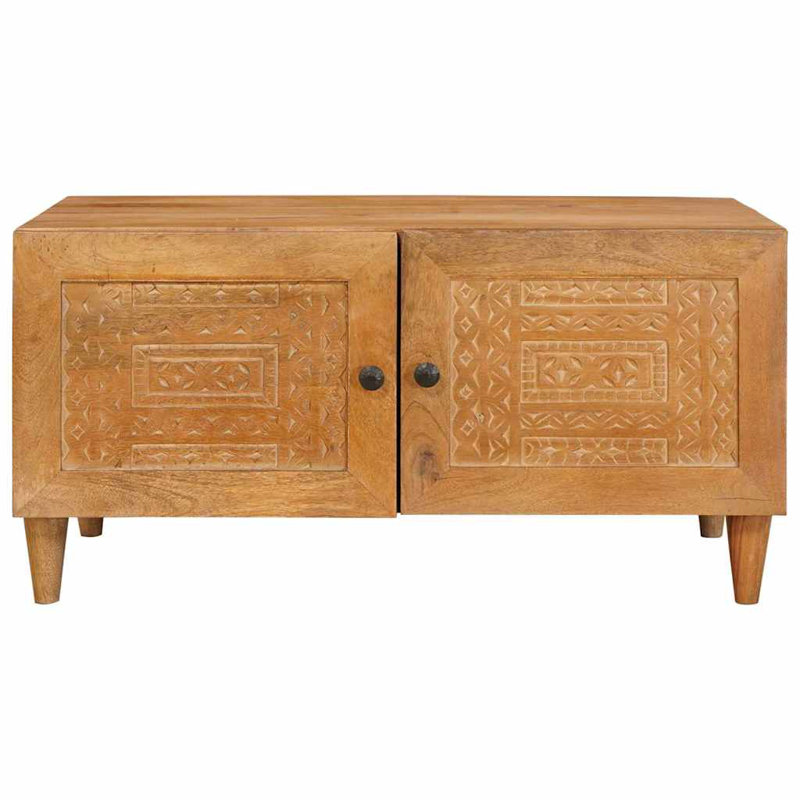 Solid Wood Coffee Table with Storage, Light Brown