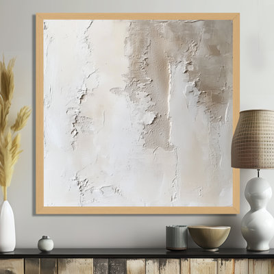 Ivory Beige Soft Plaster Layers II - Abstract Minimalism Picture Framed Wall Art