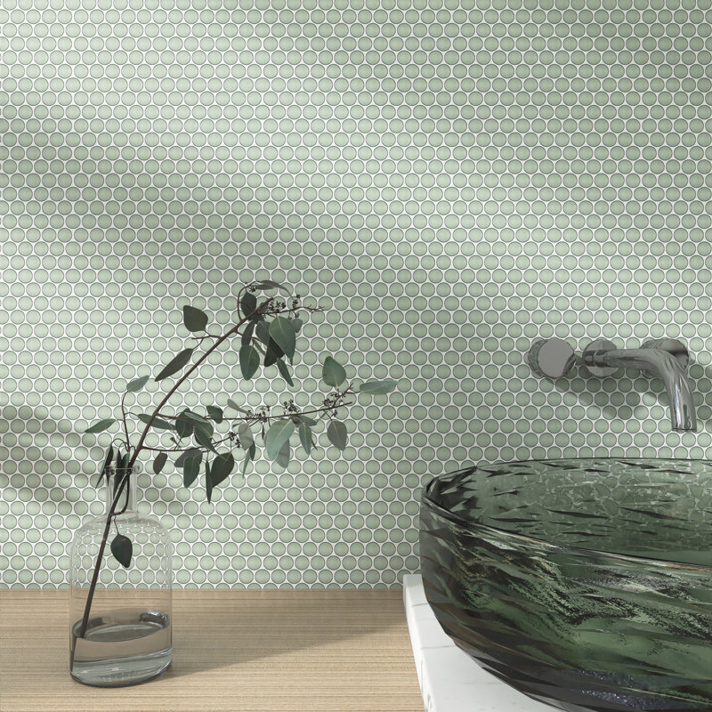 Carreau de mosaïque rond en porcelaine 0,75 "x 0,75", Vert