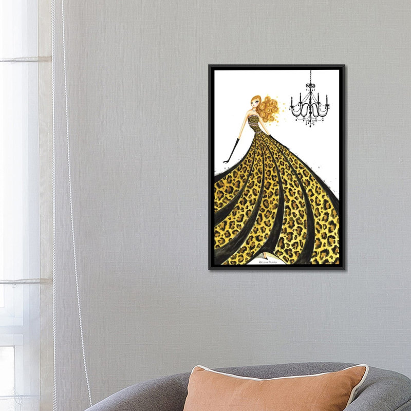 « couture leopard » par bella pilar, reproduction d’art sur toile, H 26 po x l 18 po x P 1,5 po, Toile avec cadre noir
