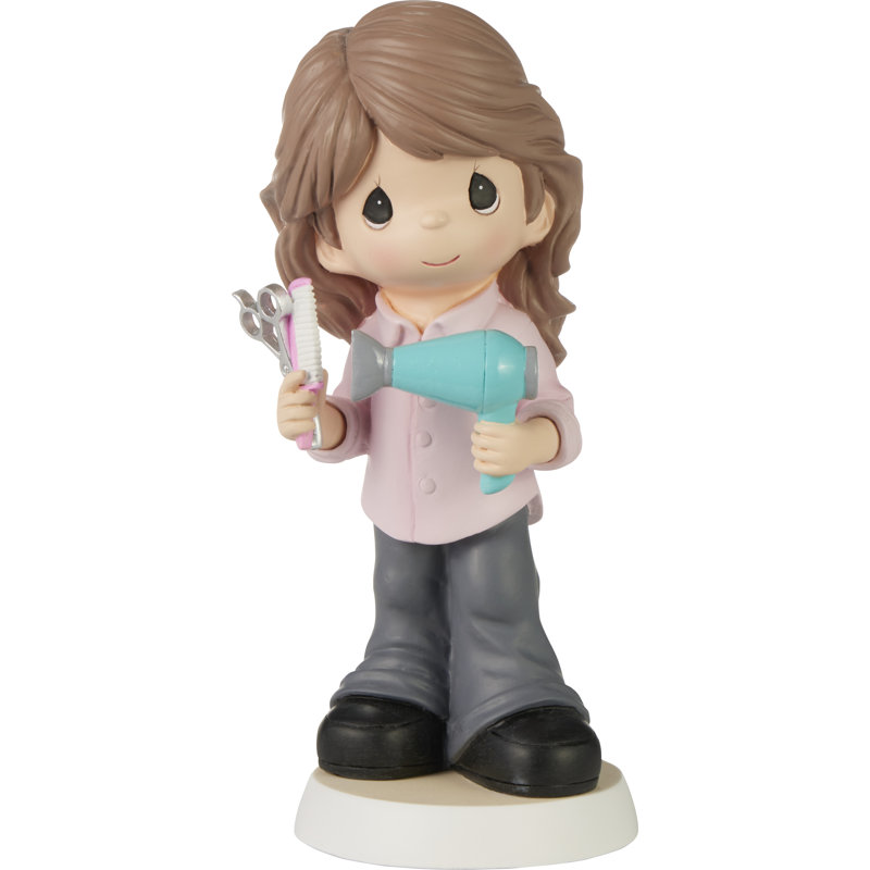 Hand-Painted Hair Stylist Resin Figurine with Tools