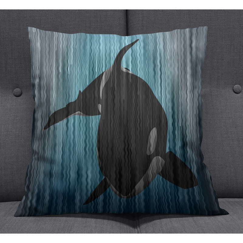 Throw Pillow With Insert, 18"H x 18"W, Blue/Black 2