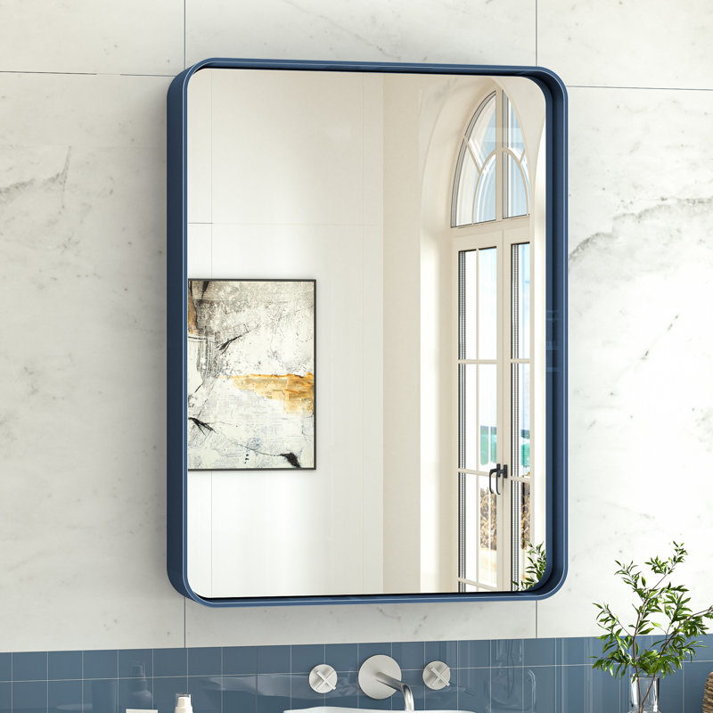 Miroir d'appoint Tyro, 30 po x 22 po, Bleu, Rectangulaire