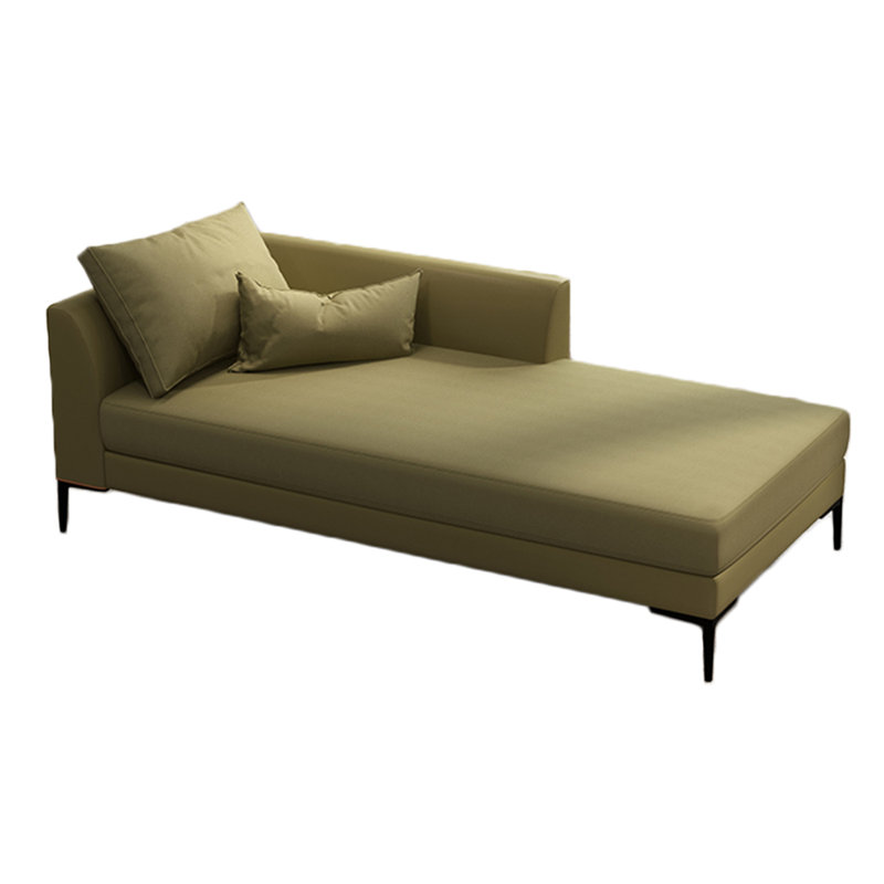 Chaise longue rembourrée Litta, Similicuir vert, Chaise longue à accoudoir gauche