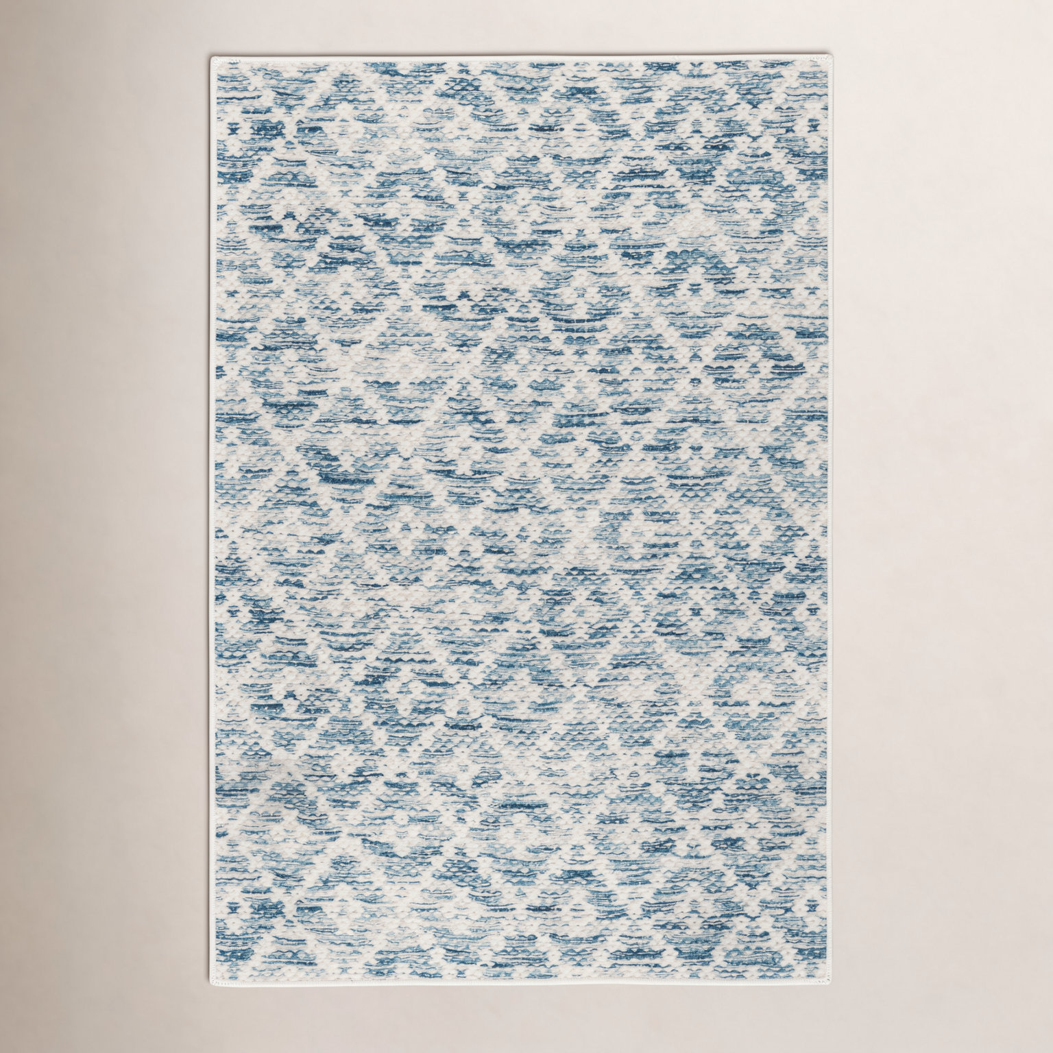 Melange Diamond Blue Machine Washable Geometric Rug, Runner 2'6" x 8'