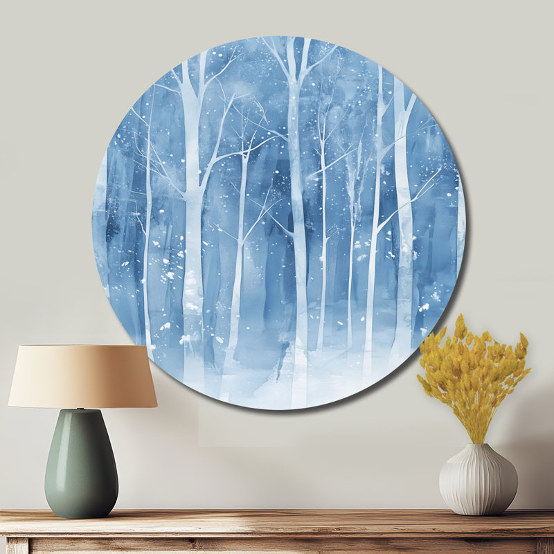 Décoration murale ronde en métal Jahniah - Paysages, L 23 po x H 23 po