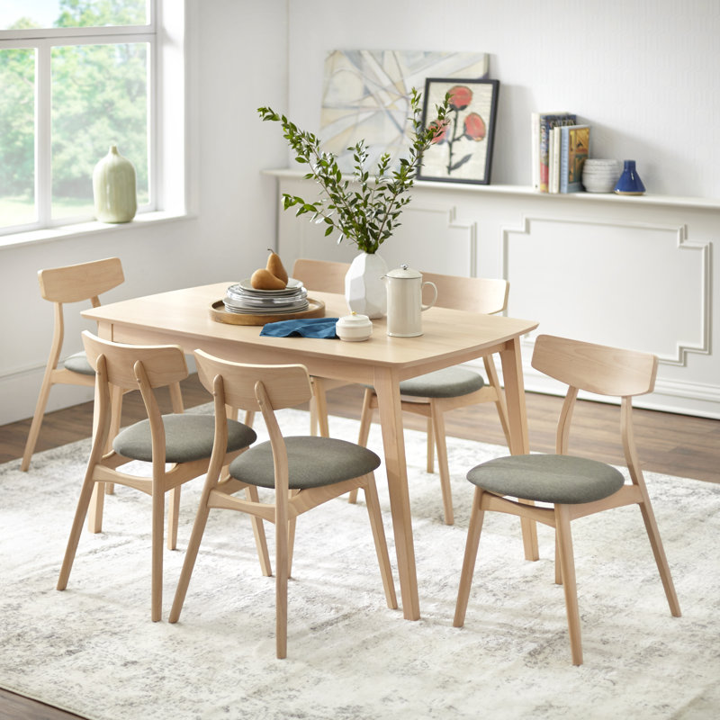 Brunehilde Dining Set, Natural/Gray, 7 Pieces: Table, 6 Chairs