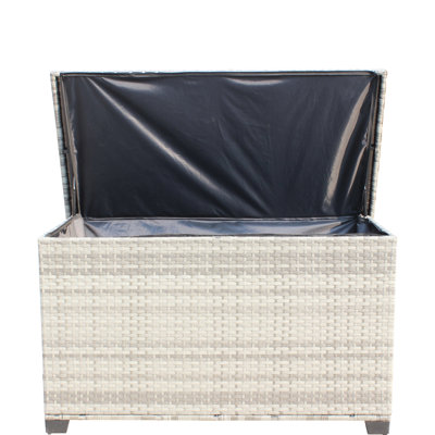 Patio Storage Box In Grey - 148 Gallon Capacity. Strong Lid And Waterproof. Interior. Handles For Portability. Pe & Steel. Assembly Required Unit With Pp Board Reinforcement. Easy Movement.