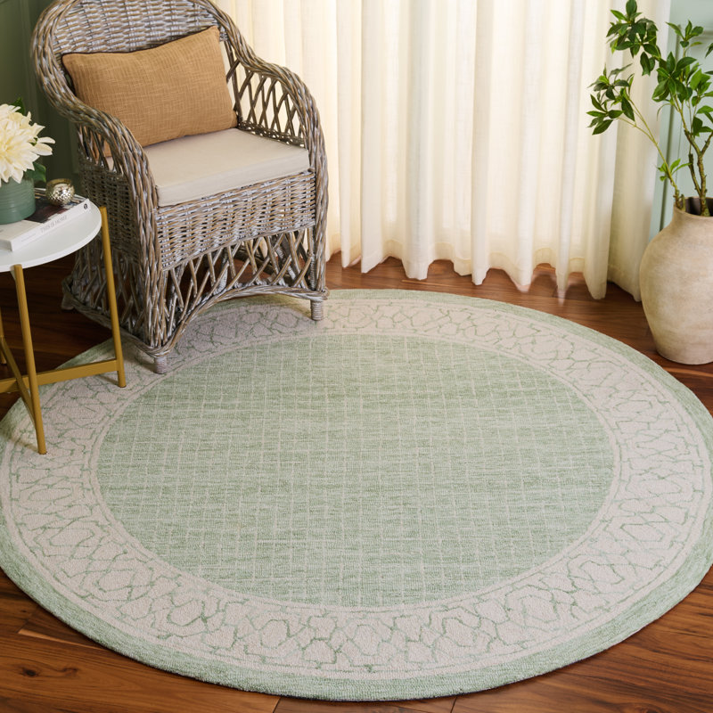 Ebony 278 Hand Tufted Indian Wool Pile Geometric Rug, Round 6'