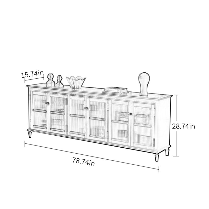 Meuble télé en bois de style médiéval, H 28,74 po x L 78,74 po x l 15,74 po, Noir / brun