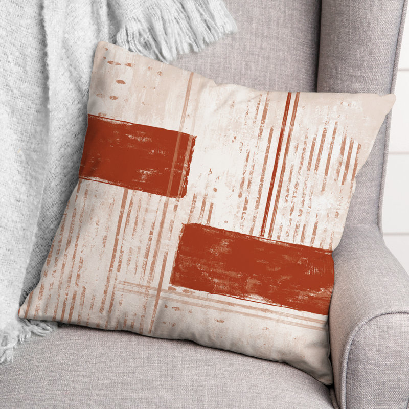 Geometric Outdoor Reversible Throw Pillow, Orange/Red