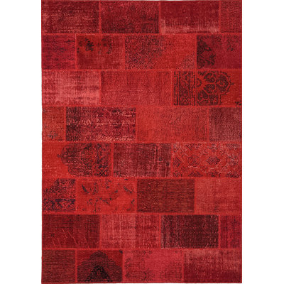 Tapis rouge en coton noué à la main