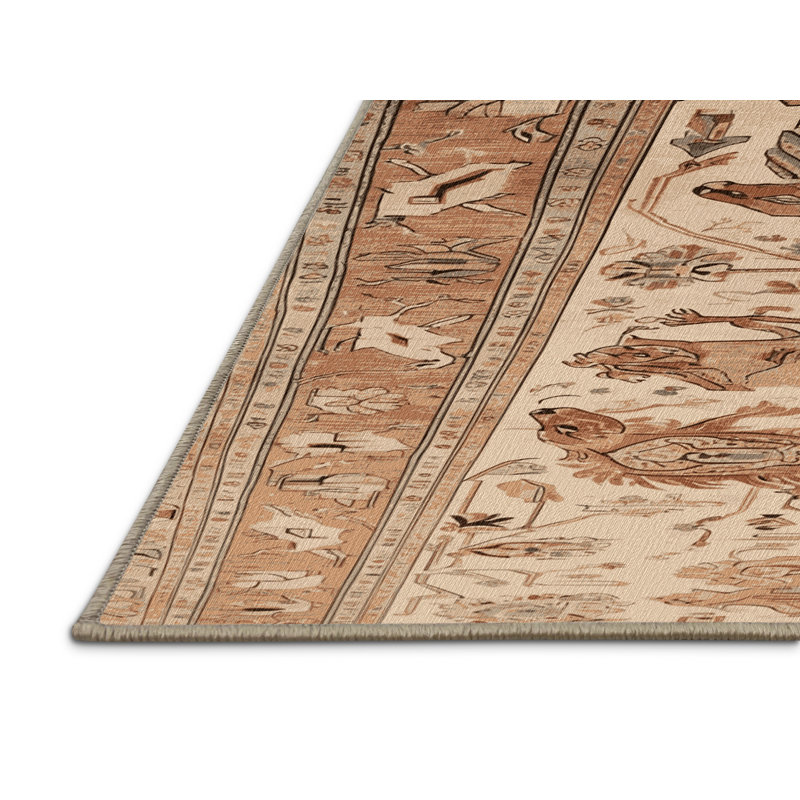 Tapis brun lavable à la machine, Rond 5 pi