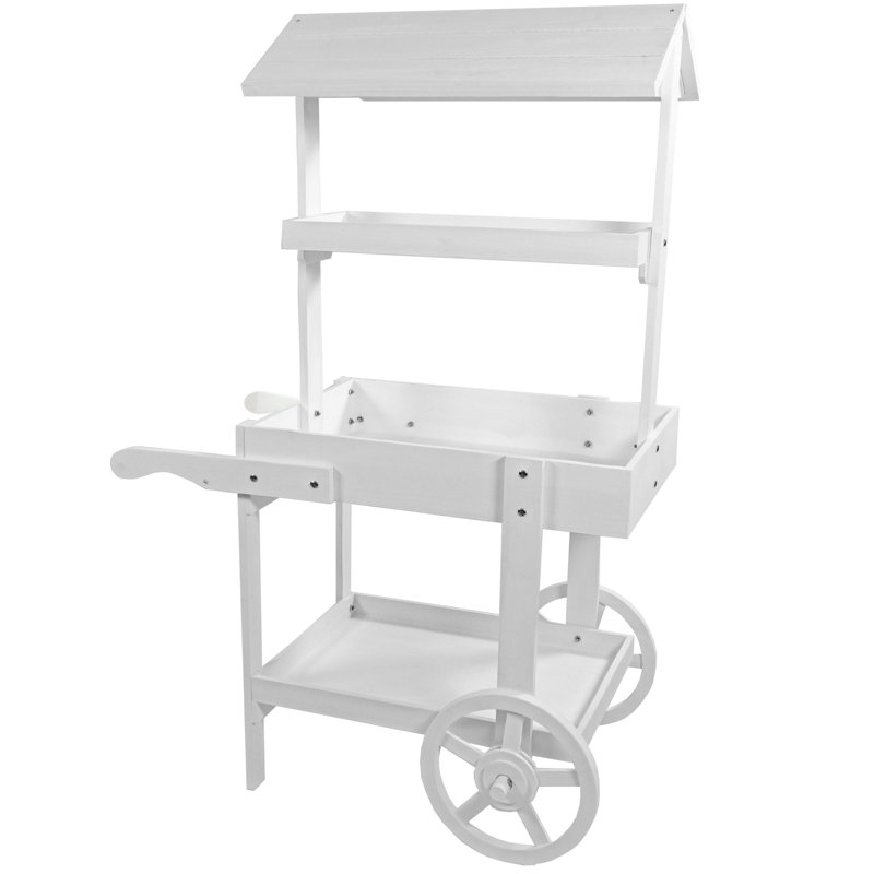 Support pour plante à charrette en bois Quenby - 33,75 po x 21,75 po x 49,25 po - blanc, Blanc
