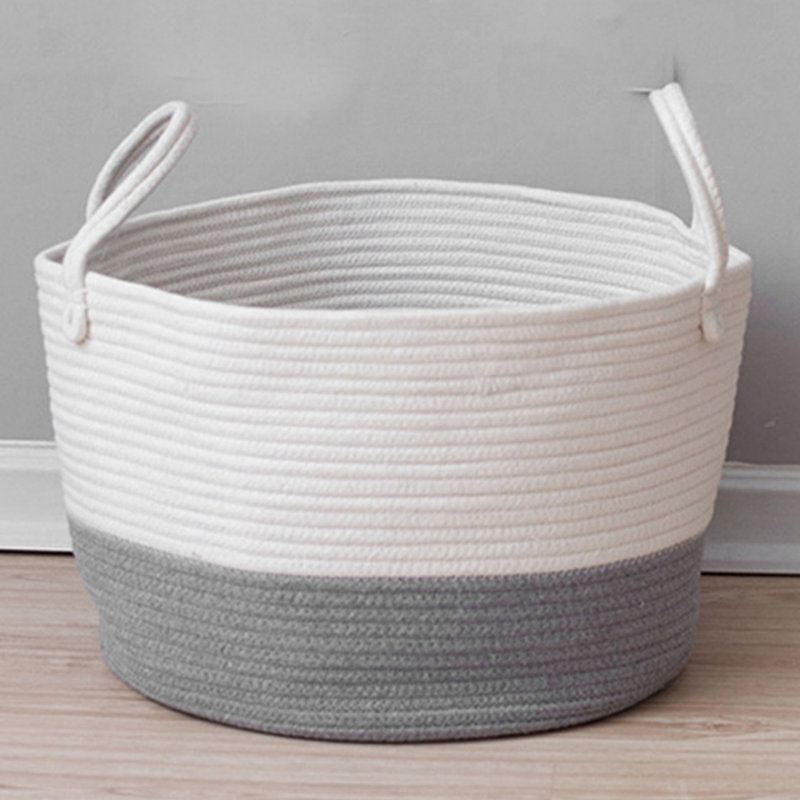 Fabric Laundry Hamper with Handles, Grey, 25" H x 40" W x 40" D