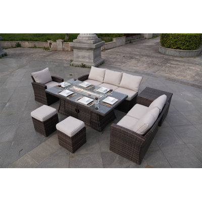 Anakyn Rectangular 8 - Person 140Cm Long Lounge Dining with Cushions
