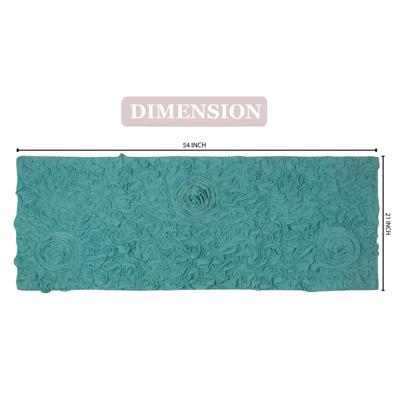 Skak Cotton Bath Rug, 21" W x 54" L, Turquoise