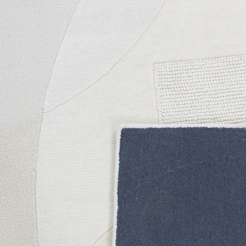 Tapis ivoire touffeté à la main, Tapis de couloir 2 pi 6 po x 12 pi