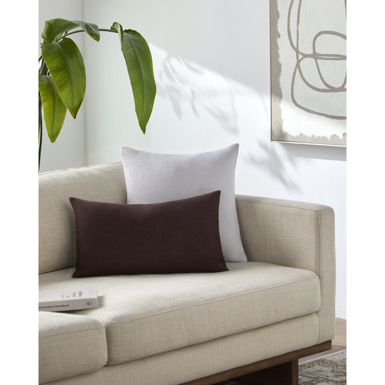 Lanie Linen Pillow Cover, Dark Brown, Rectangle 12"H x 21"W