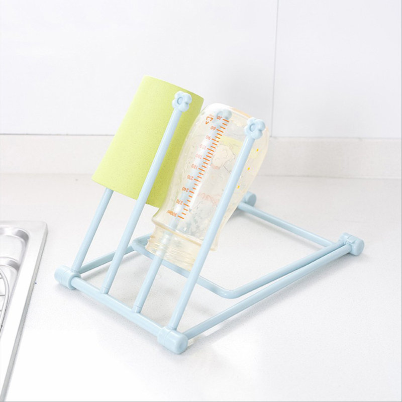 Mini Foldable Cloth Storage Rack,kitchen Countertop Four-bar Dishcloth Drying Rack,cup Hanging Rack, Blue