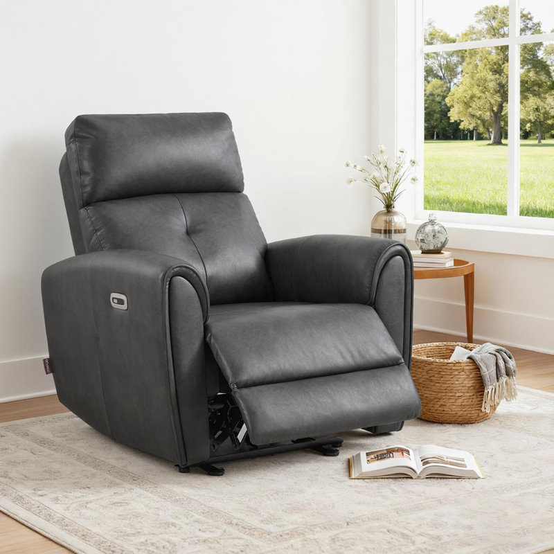17.9"Seat Hight Small Zero Wall-Hugger Recliners Chair with Lumbar Support & USB and Type-C Charging Ports, Faux Leather