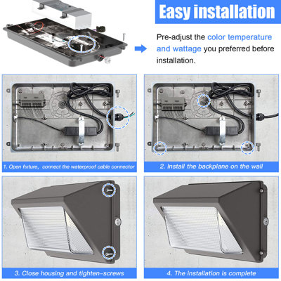 Outdoor Garden LED Wall Pack Lighting Fixture 80W/60W/48W CCT TUNABLE 3000K/4000K/5000K Dusk to Dawn 10400LM 350W HPS/HID Equivalent