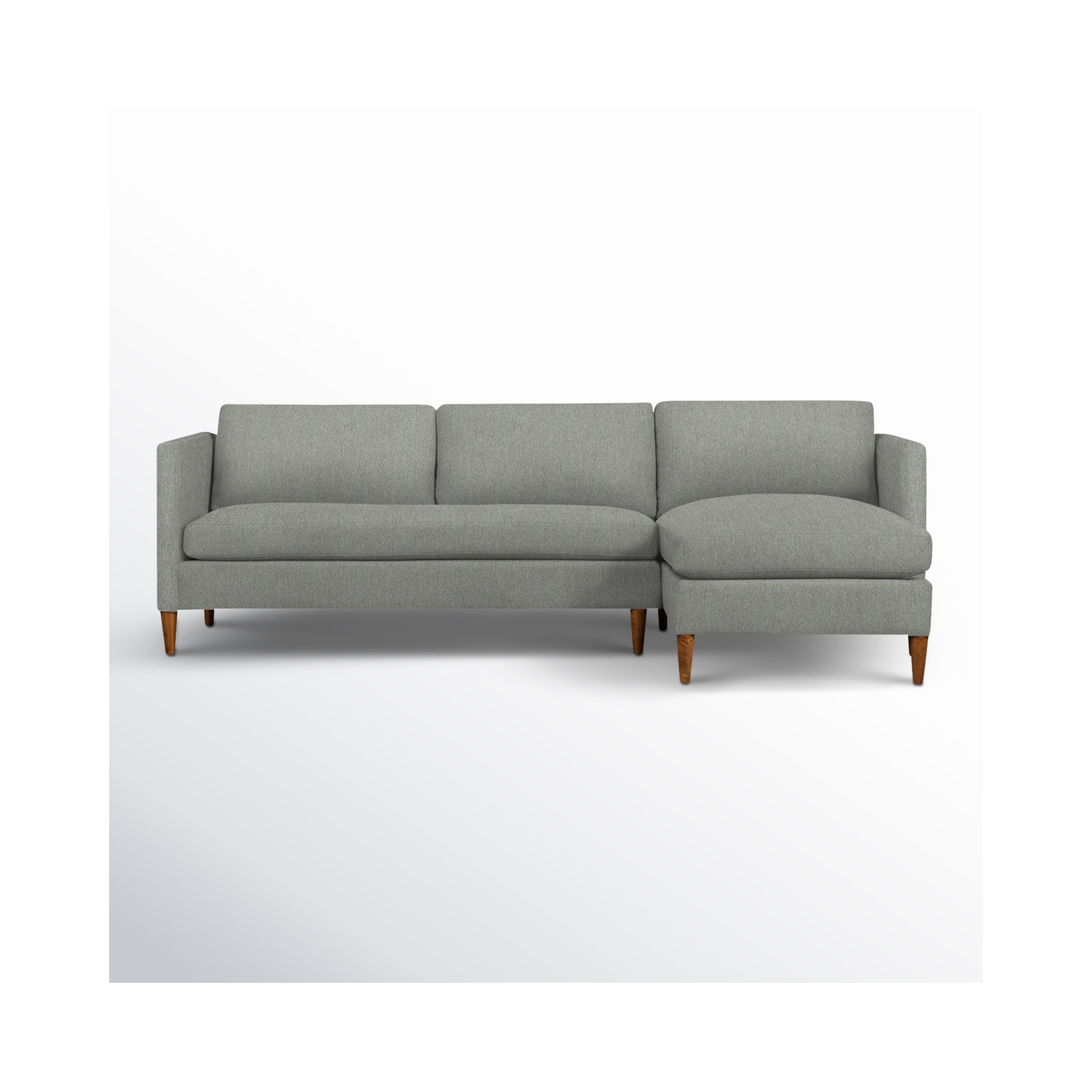 Clifford 2 - Piece Upholstered Custom Sectional, Ticket Smoke Heathered Basketweave, Right Hand Facing