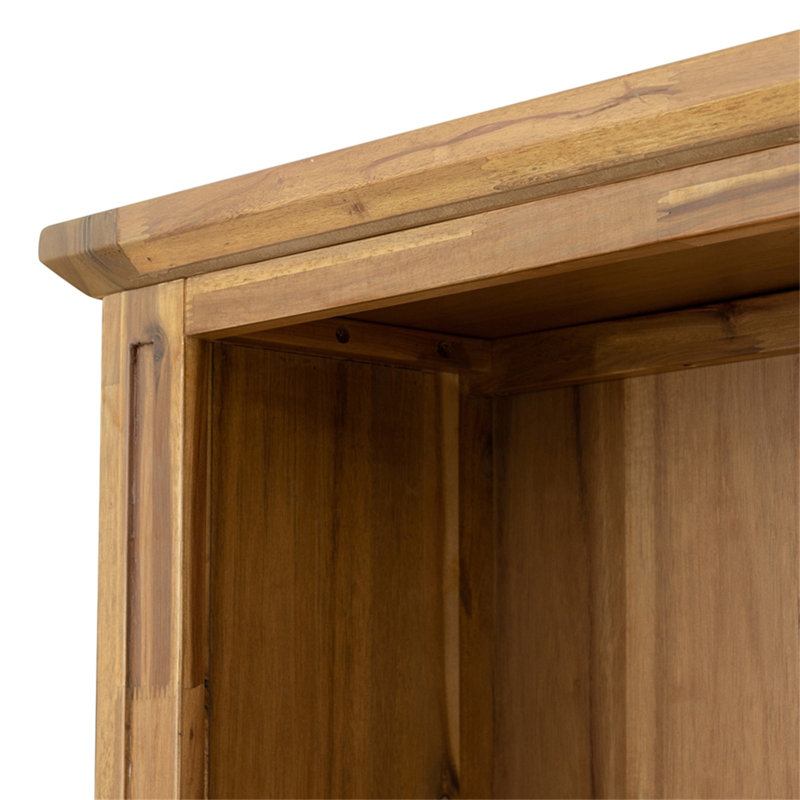 Tall Brown Solid Wood Rustic Bookcase with Storage Baskets