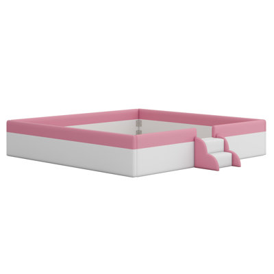 Upholstered Daybed Frame With Fence And Stairs