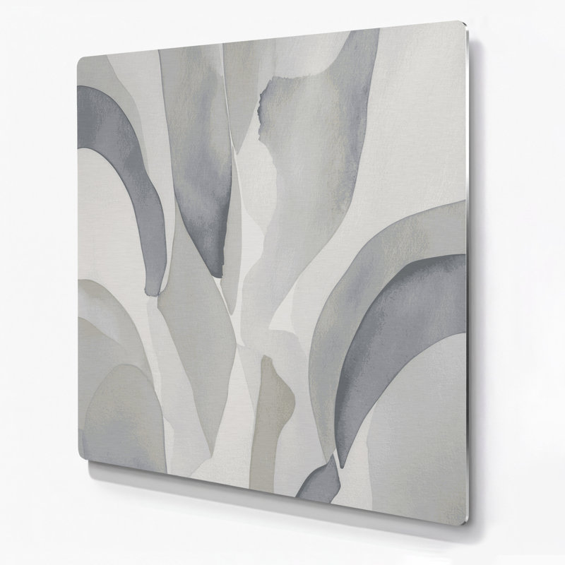 Abstrait aquarelle 4, art mural gris en métal, H 12 po x l 12 po