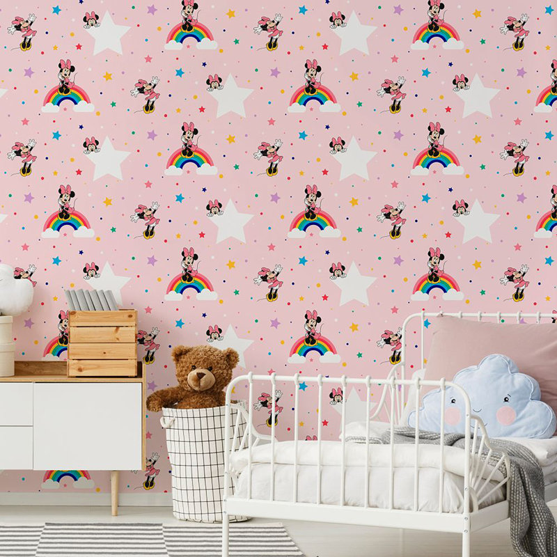Rainbow Minnie Disney 10m x 52cm Matt Wallpaper Roll