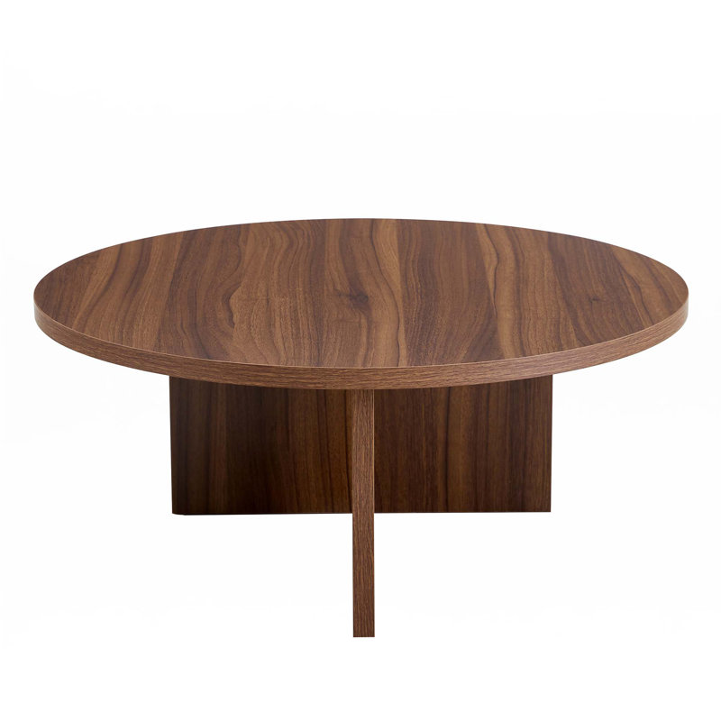 Versatile MDF Round Coffee Table, Walnut, Wood