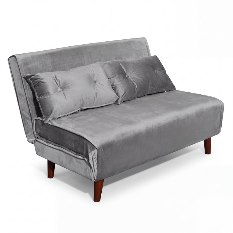 Cramerton 2 Seater Velvet Sofa Bed, Grey