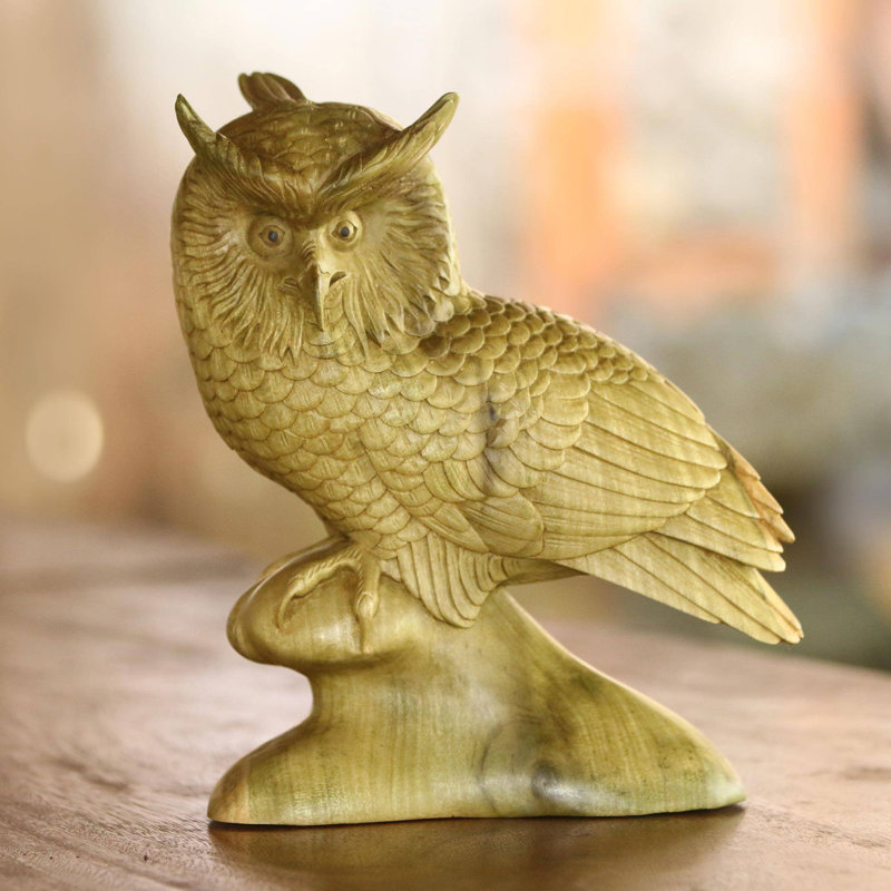 Figurine en bois hibou focused Kiki