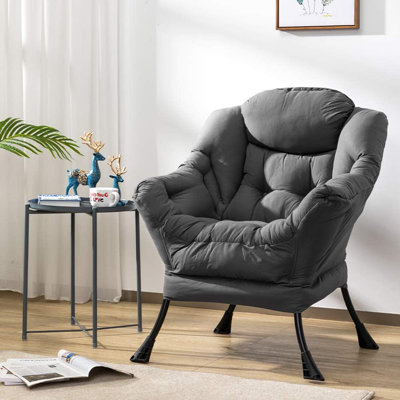 Oversized Lounge Chair With Armrests - Plush Reading Chair For Living Room, Bedroom & Small Spaces - Ergonomic Support & Sturdy Steel Frame - Easy Assembly & Non-Slip Base