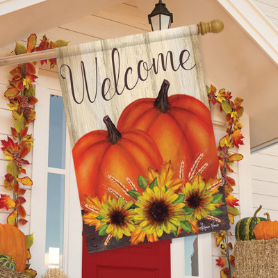 Pumpkin Pair Autumn House Flag